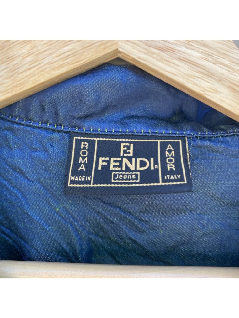Fendi Vintage 90s 2000s Y2K Button-Down Jacket Green Metallic - Picture 7 of 13